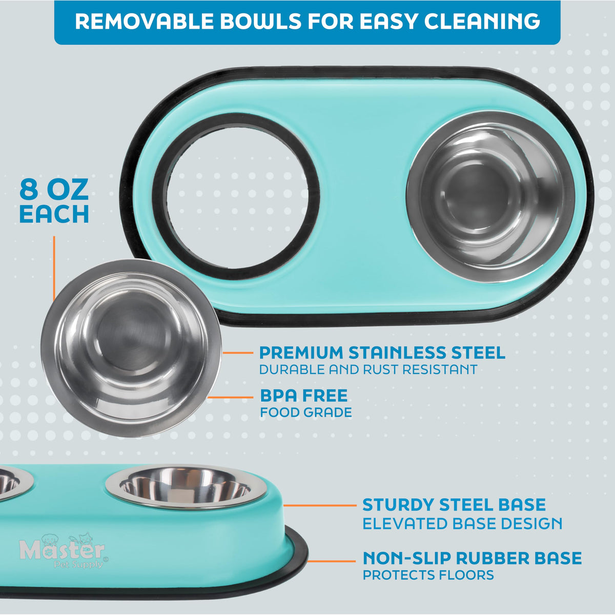 Double Dog Bowls Set with Elevated Base A9684