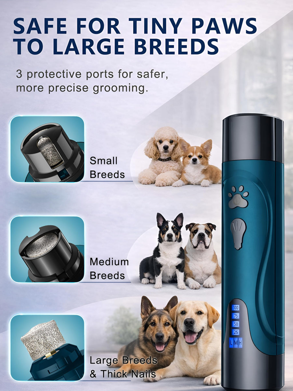 Super Quiet Dog Nail Grinder & Clippers Kit with 2 LED Lights C987