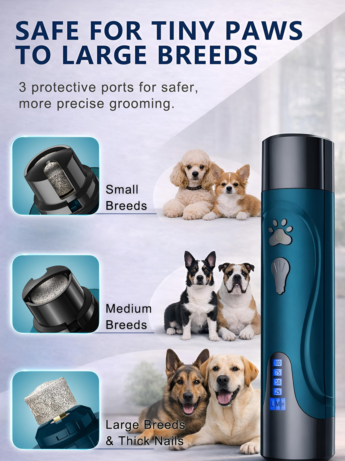 Super Quiet Dog Nail Grinder & Clippers Kit with 2 LED Lights C987