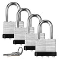 4 Pack Heavy Duty Laminated Padlocks with Same Key R939742