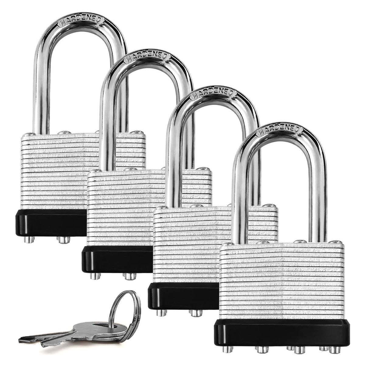 4 Pack Heavy Duty Laminated Padlocks with Same Key R939742