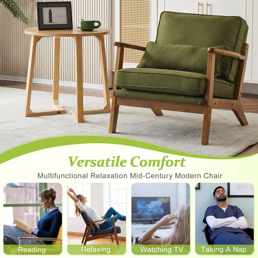 Green Linen Fabric Upholstered Accent Chair Set of 2 W227