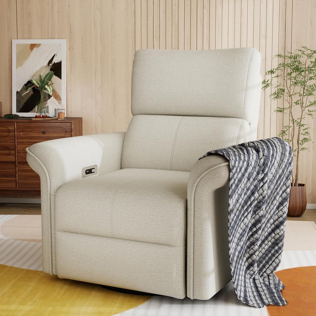 Fabric Light Gray Swivel Rocker Recliner Chair B417