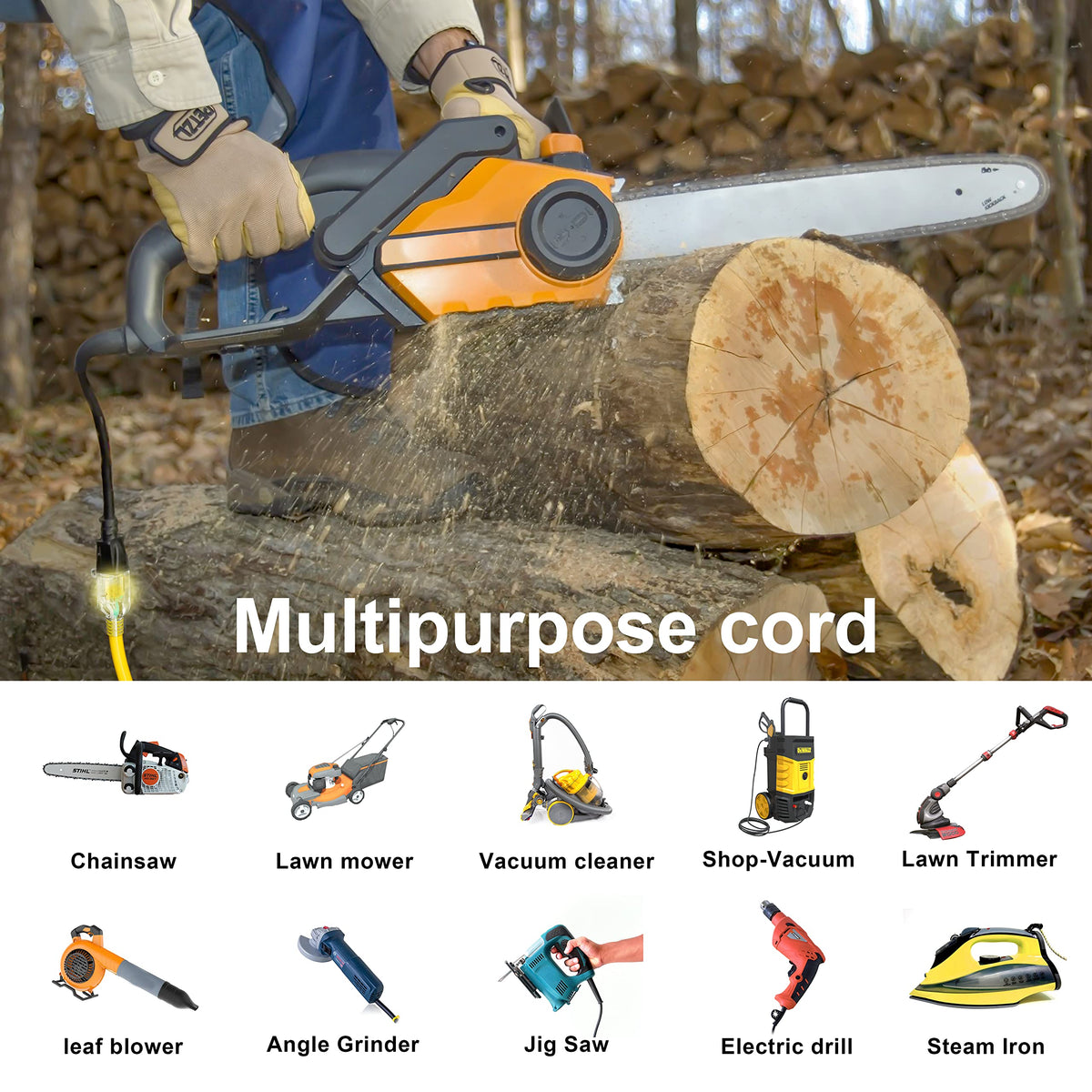 100 FT 12/3 Gauge Heavy Duty Outdoor Extension Cord Waterproof T14289