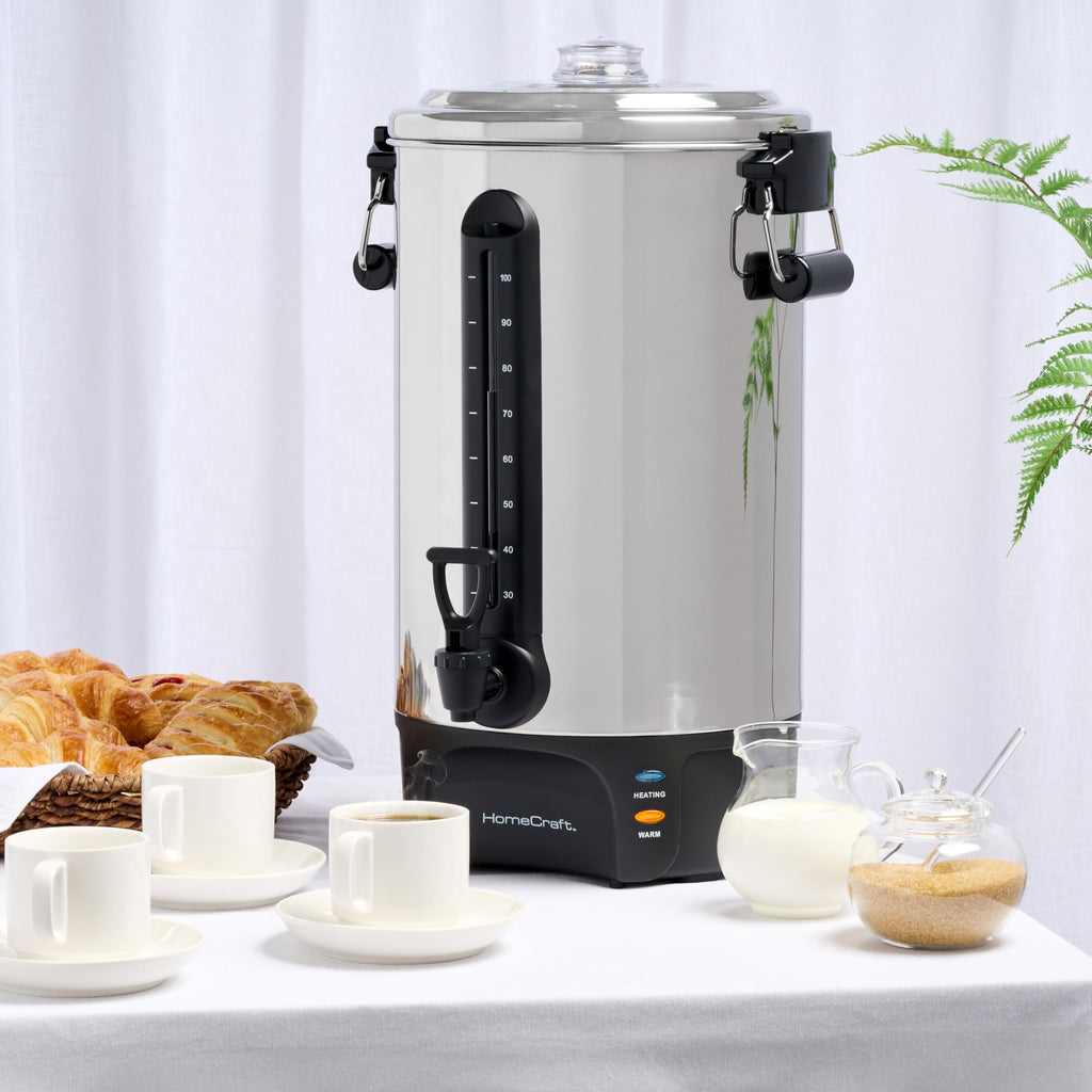 100-Cup Stainless Steel Coffee Urn and Hot Beverage Dispenser J2677