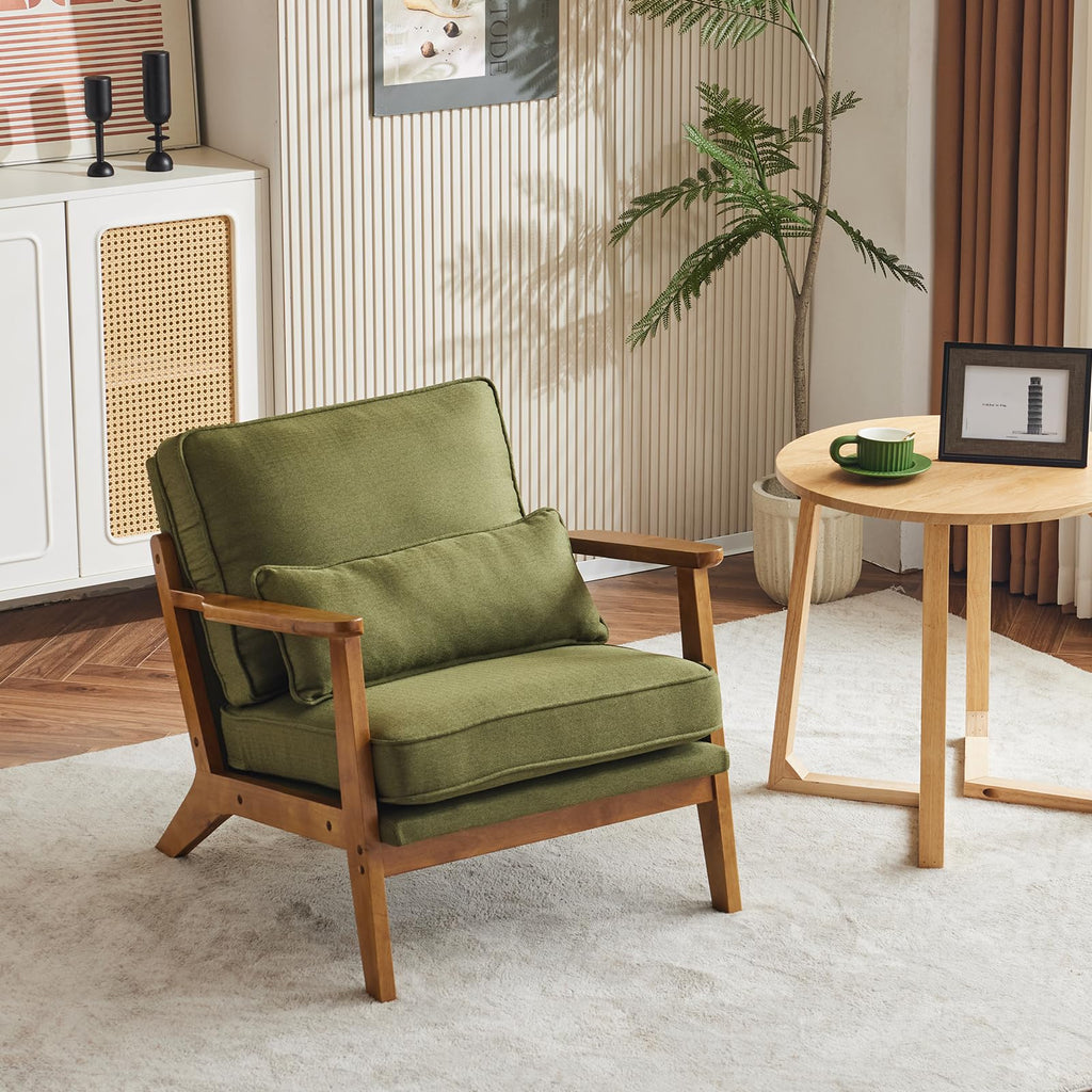 Green Linen Fabric Upholstered Accent Chair Set of 2 W227