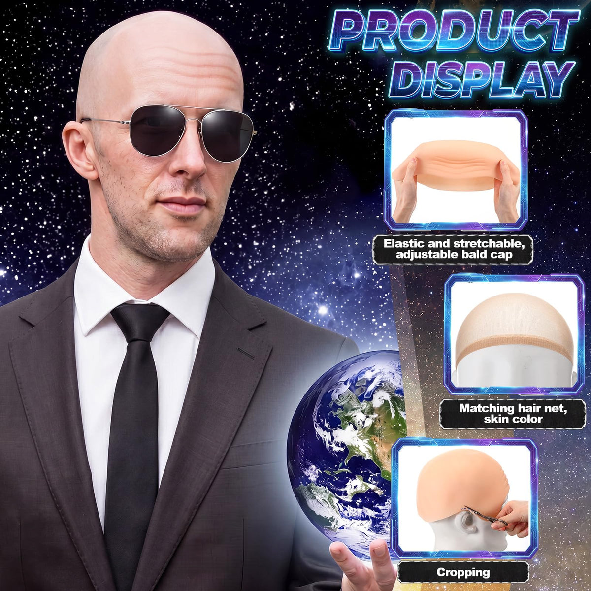 30 Pcs Bald Caps Costume Accessories Kit K515