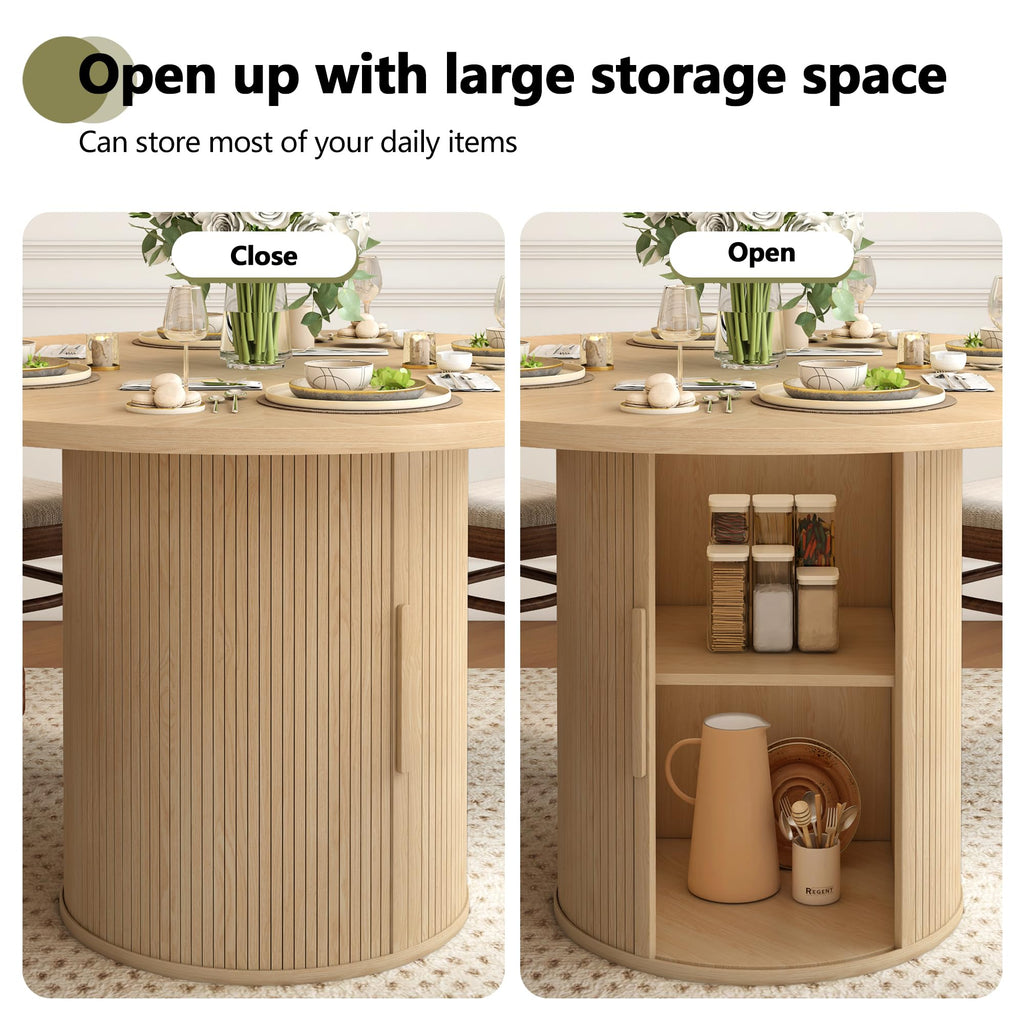 47 inch Round Dining Table for 4 with 2-Layer Storage Shelf U54112