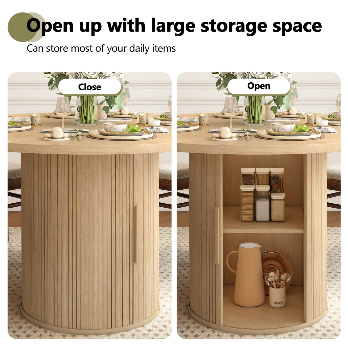 47 inch Round Dining Table for 4 with 2-Layer Storage Shelf U54112