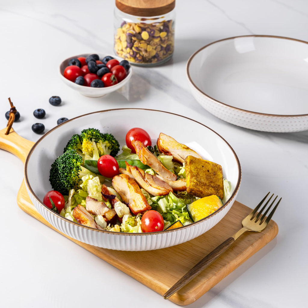 9.5'' 42 Ounce Stoneware Ceramic Pasta Bowls Set of 4 E9708