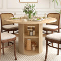 47 inch Round Dining Table for 4 with 2-Layer Storage Shelf U54112