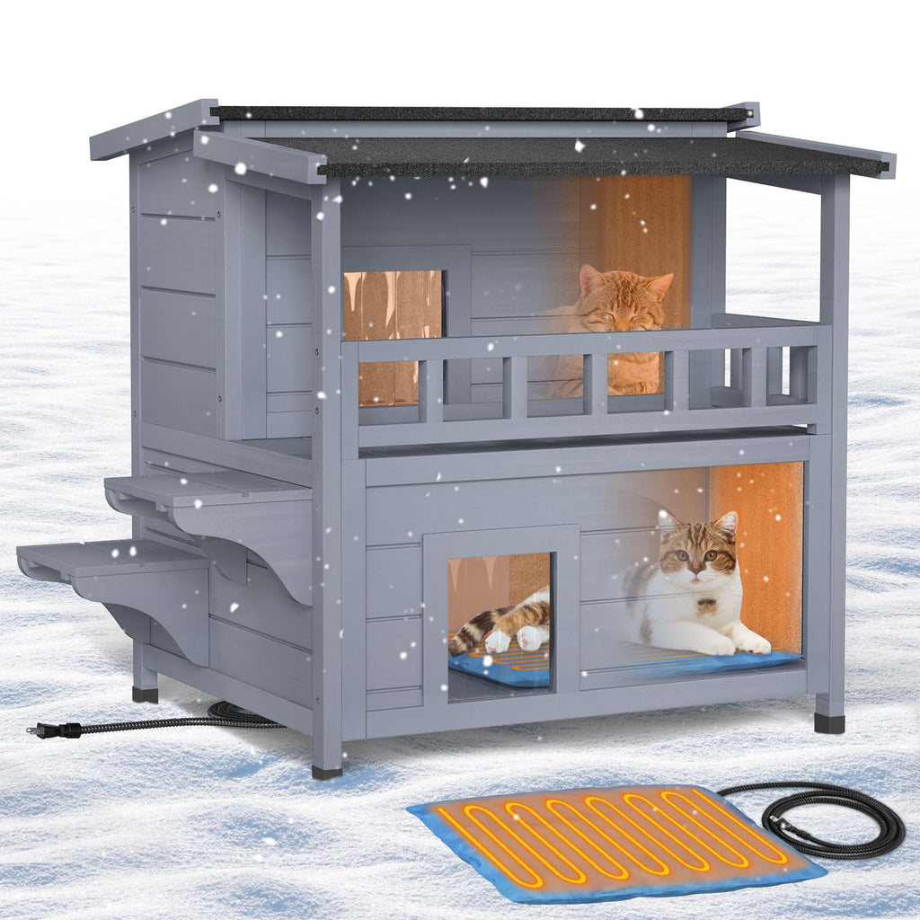 Wooden Heated 2-Story Cat House K641556