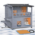 Wooden Heated 2-Story Cat House K641556