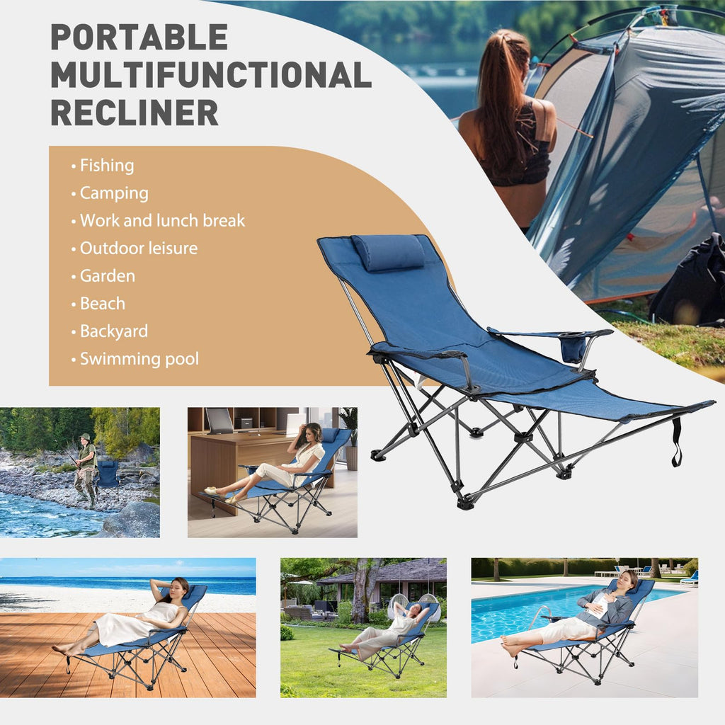 Zero Gravity Reclining Folding Chair with Footrest Cup Holder P5204