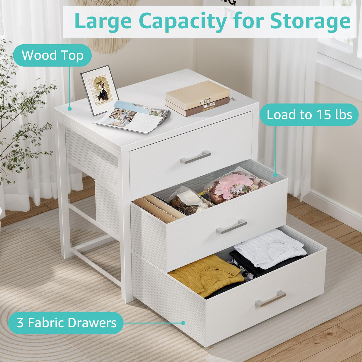White 3 Drawer Dresser X93893