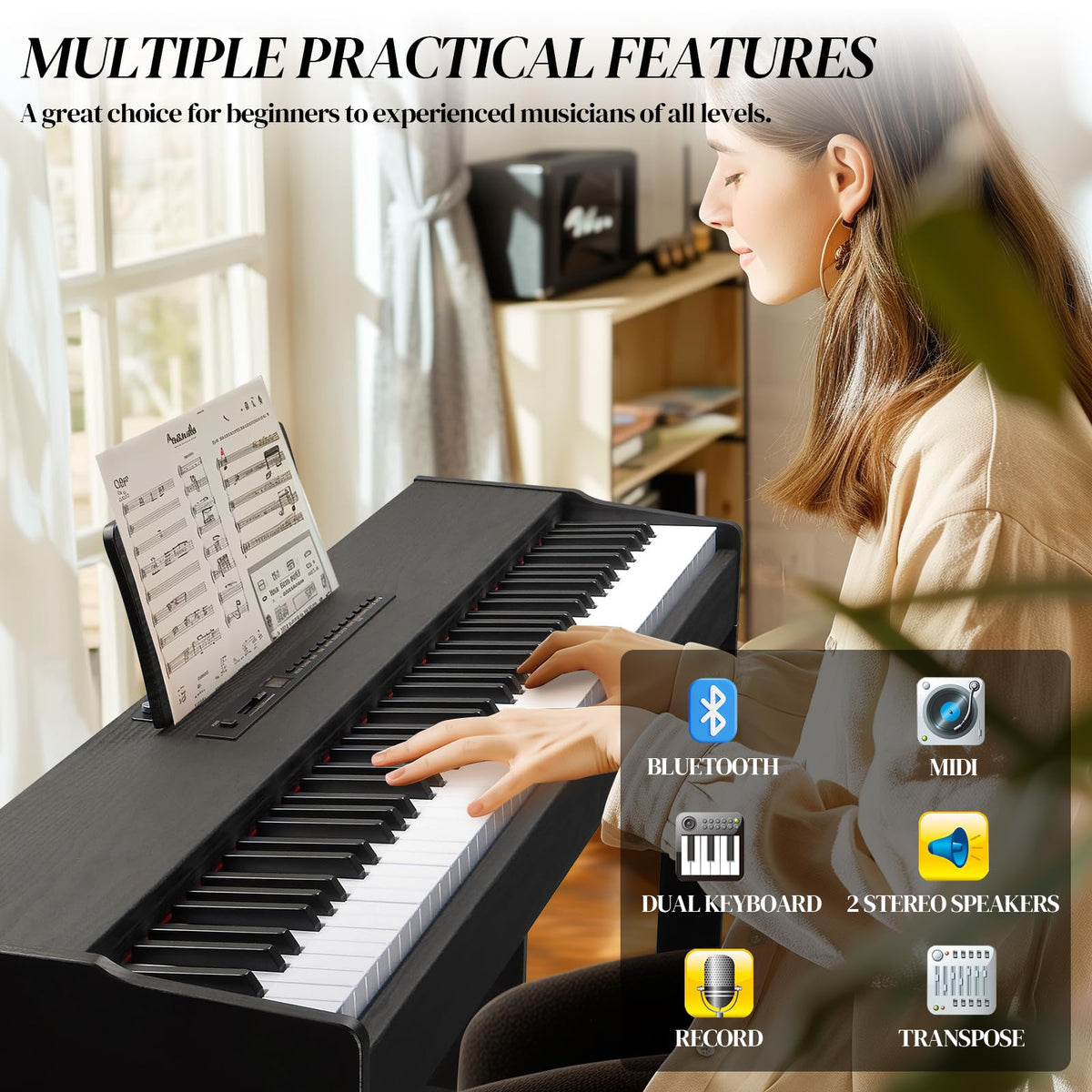 88 Key Weighted Upright Digital Piano F5748