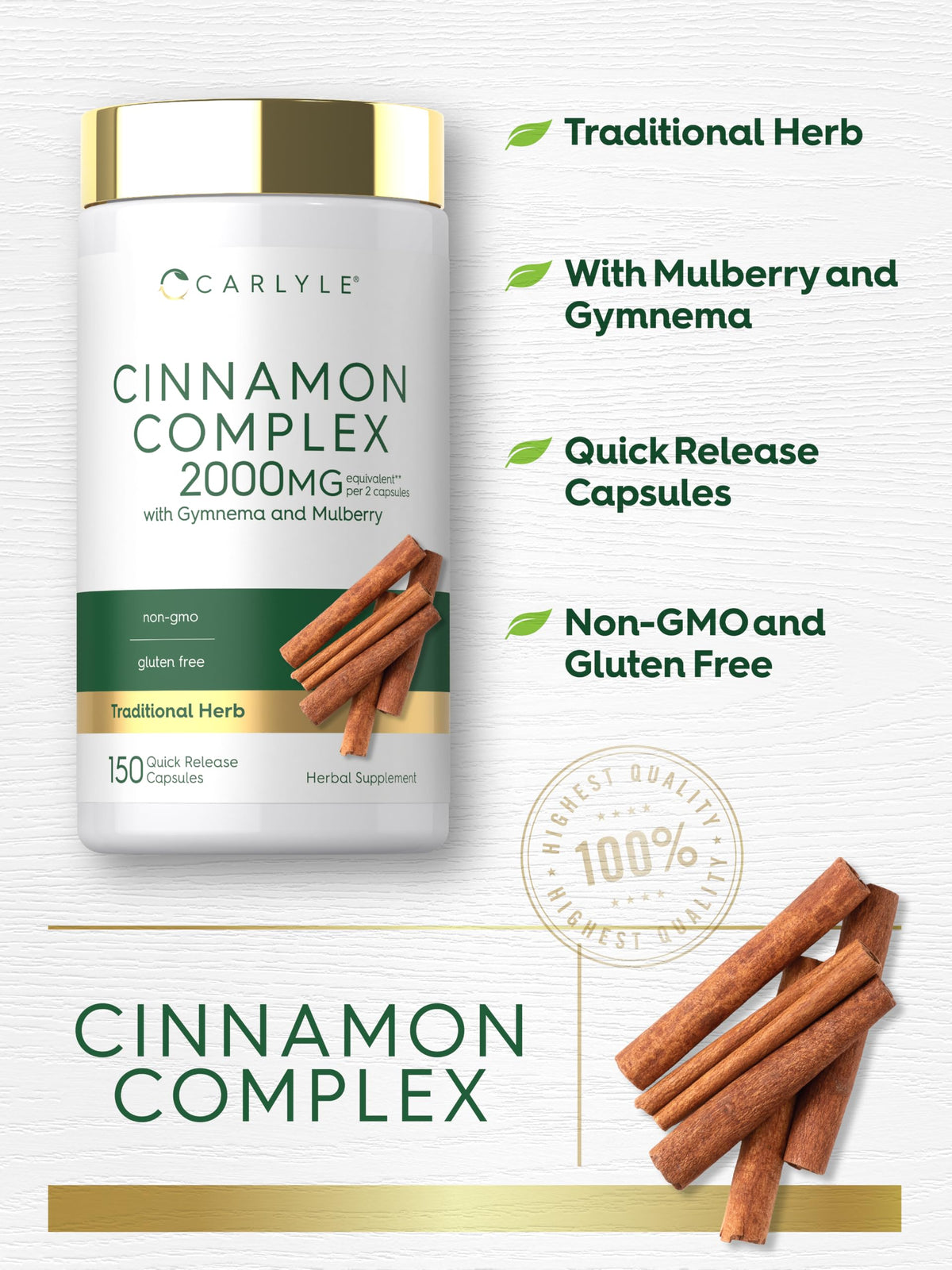 Cinnamon Complex with Gymnema and Mulberry 150 Capsules Y93110