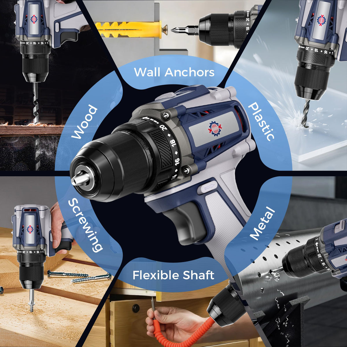 20V Cordless Brushless Power Drill with 2.0Ah Battery and Charger B4722