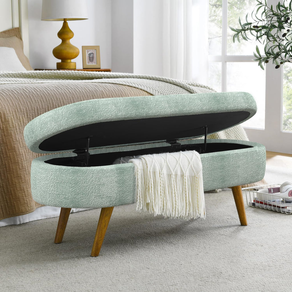 Oval Storage Bench with Rubber Wood Legs D1925