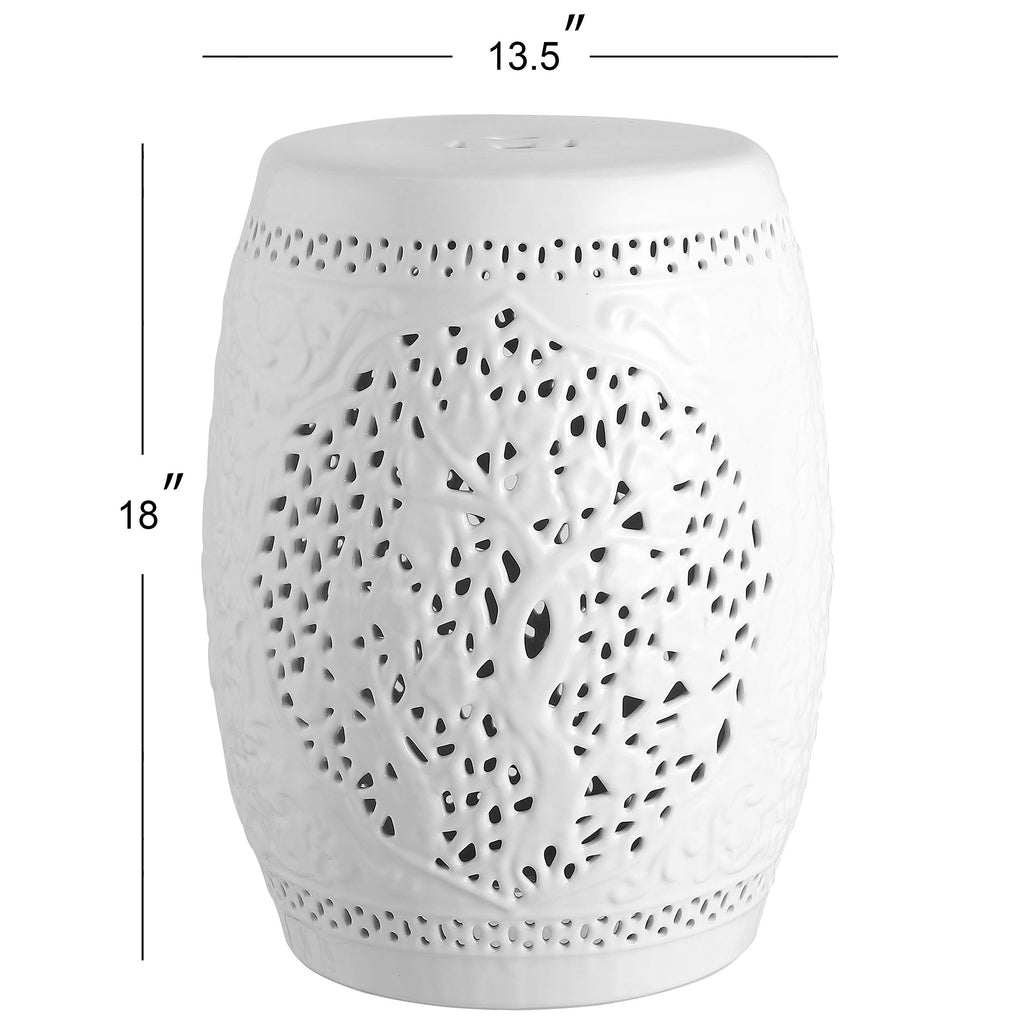 White Ceramic Garden Stool Y567172