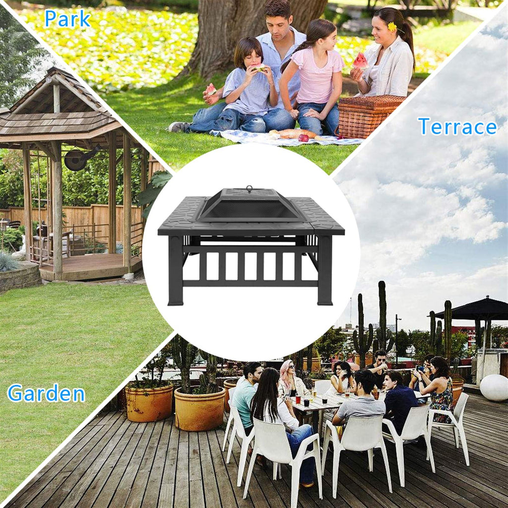 32" Wood Burning Metal Fire Pit with Poker B933