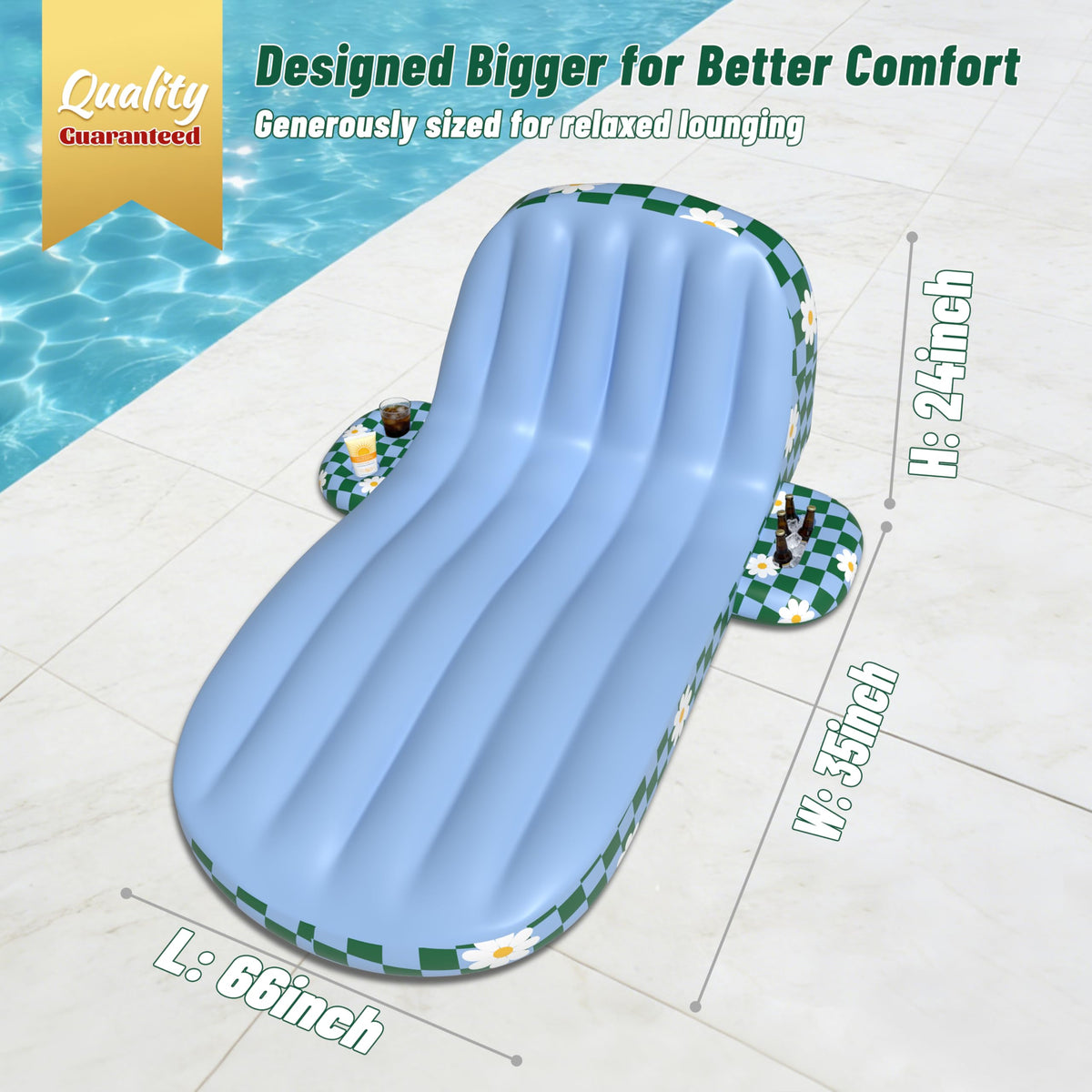 Inflatable Pool Lounger Float with Cup Holder S810