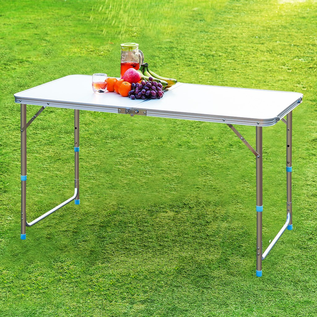 Portable Folding Table White 4 Adjustable Heights Z4213