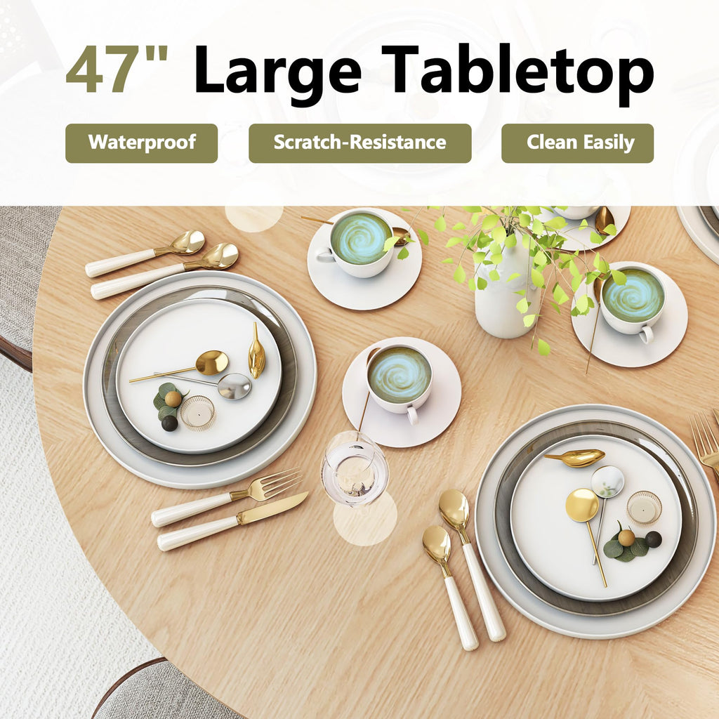 47 inch Round Dining Table for 4 with 2-Layer Storage Shelf U54112