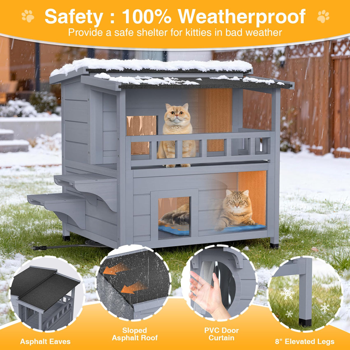 Wooden Heated 2-Story Cat House K641556