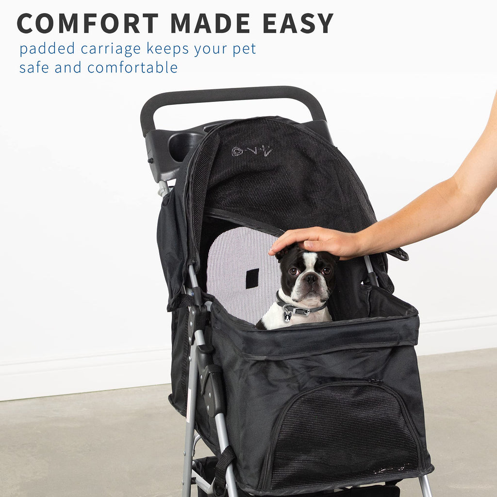 Black 4 Wheel Foldable Pet Stroller H9032