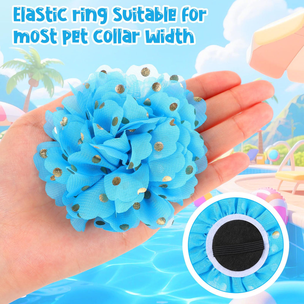 100 Pcs Multicolor Dog Collar Bows Set with Elastic Rubber Band J593