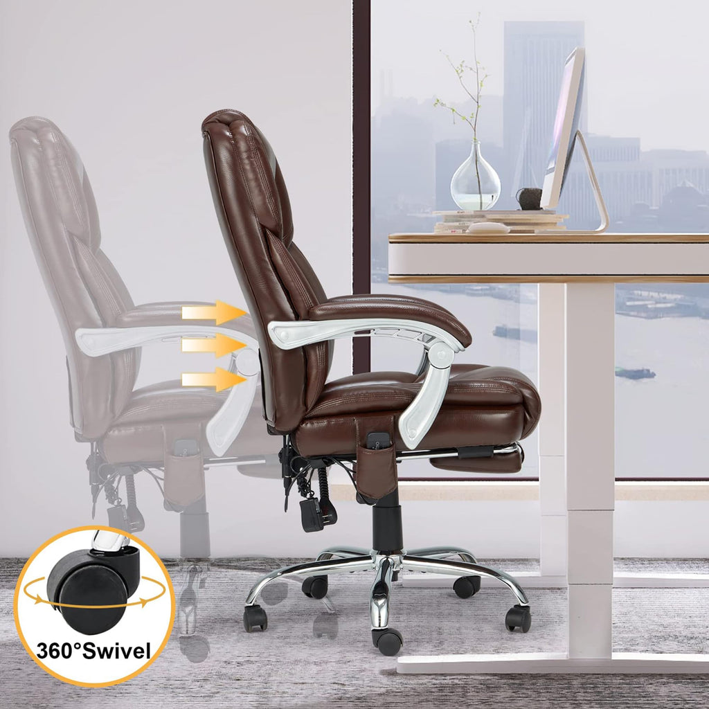 Brown Heated Massage Office Chair with Footrest I976