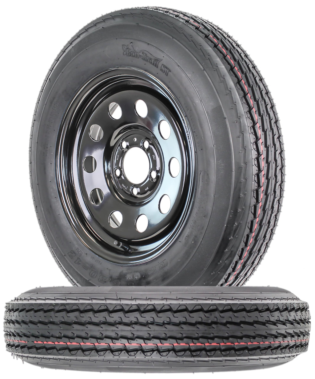 2-Pack 12 Inch Black 5 Lug Trailer Tire Rim R293