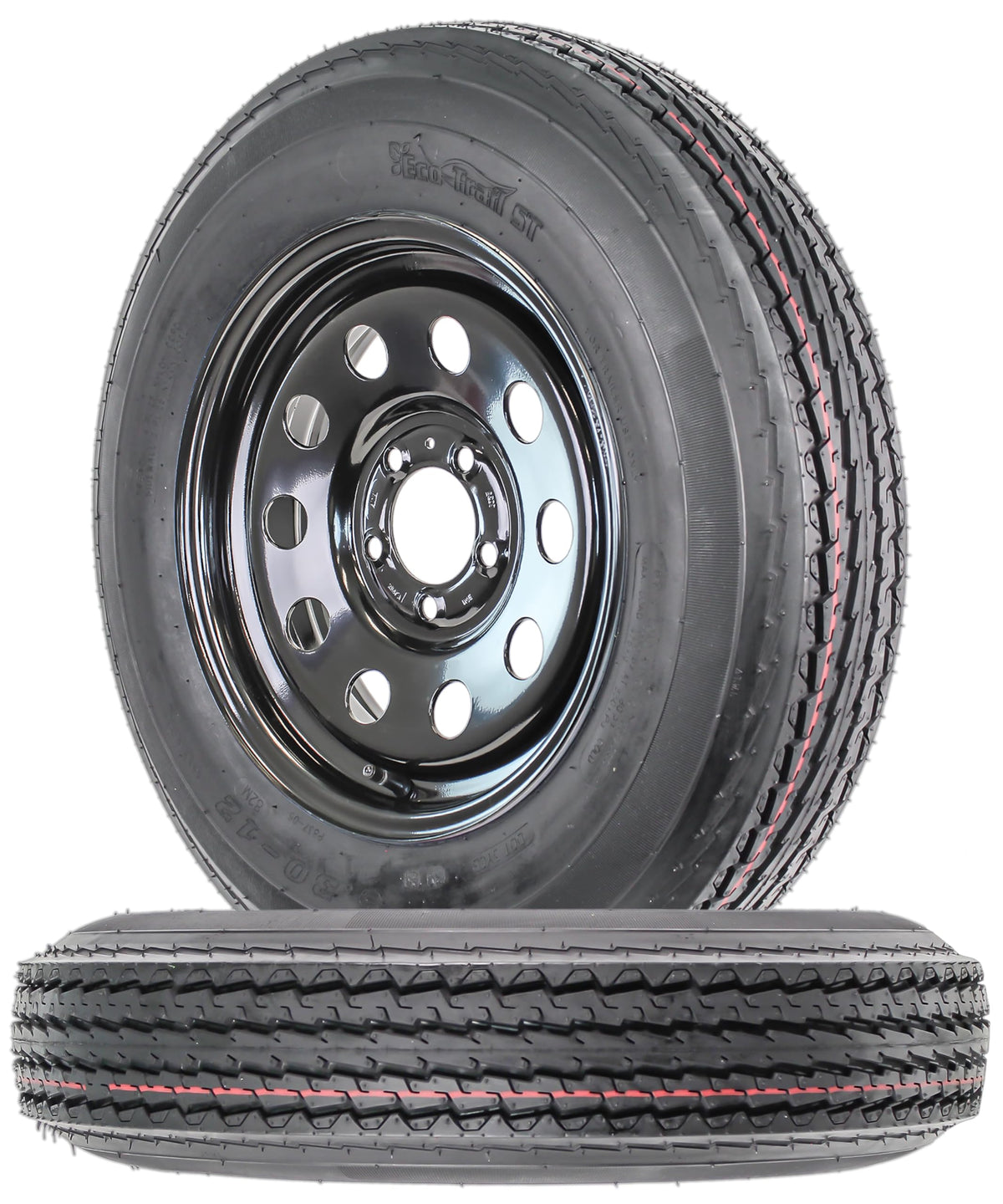 2-Pack 12 Inch Black 5 Lug Trailer Tire Rim R293