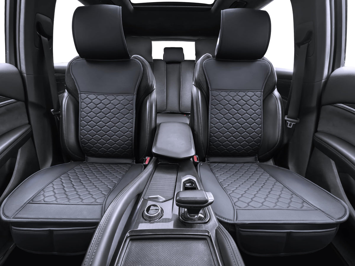 Leather Waterproof Car Seat Cover Full Set Black A53229