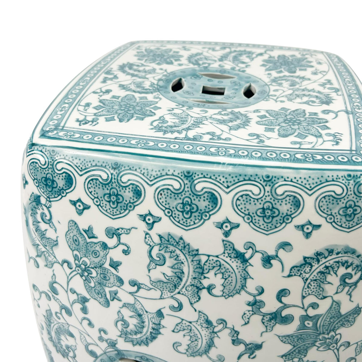 Teal Blue Ceramic Garden Stool Q46546