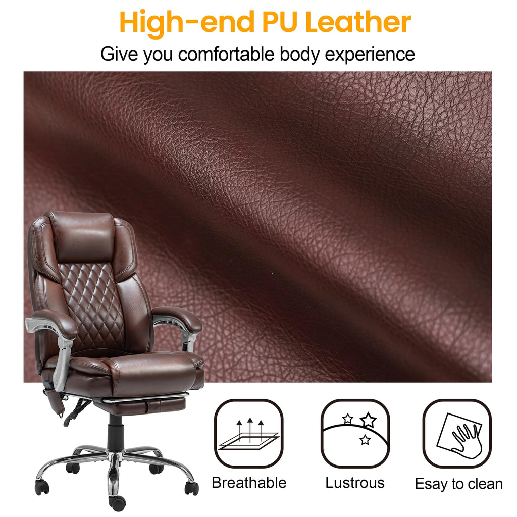 Brown Heated Massage Office Chair with Footrest I976