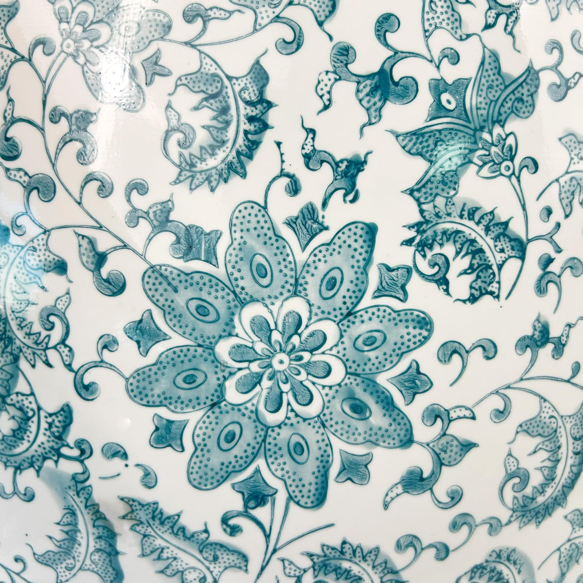 Teal Blue Ceramic Garden Stool Q46546