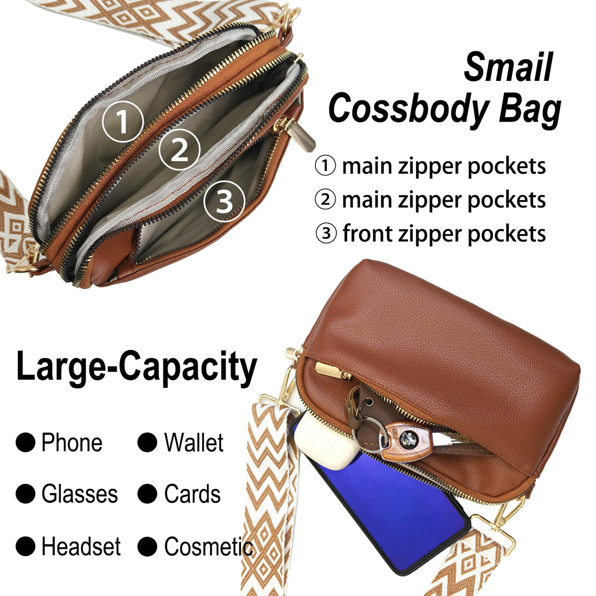Mini Crossbody Bag Vegan Leather Sling Purse I661486
