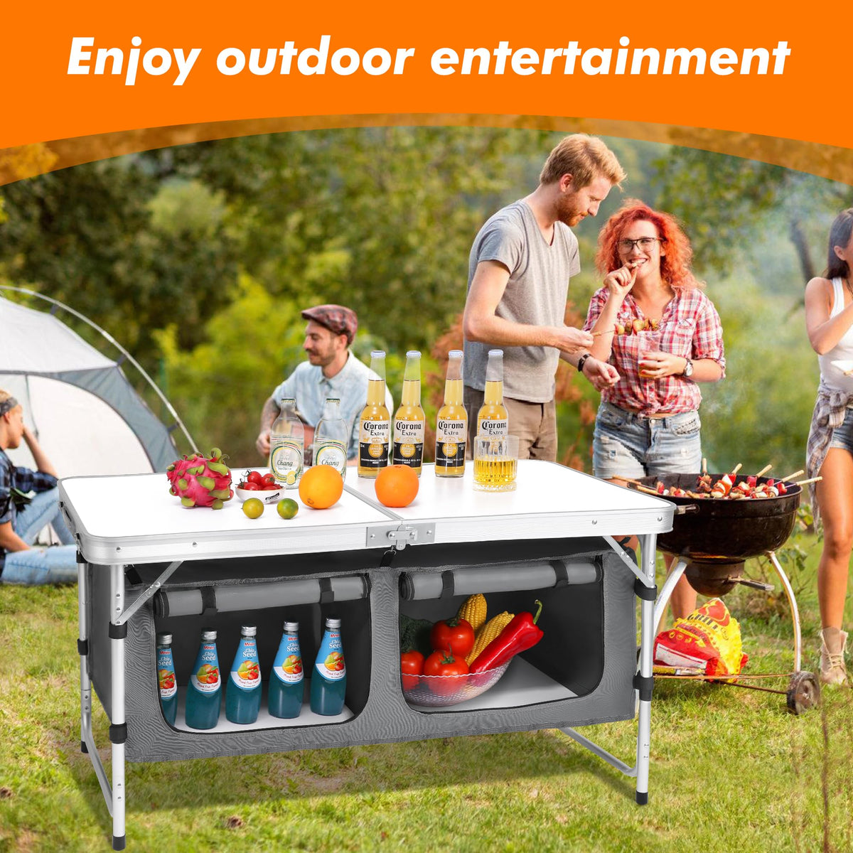 Camping Folding Aluminum Table with Adjustable Legs W3584
