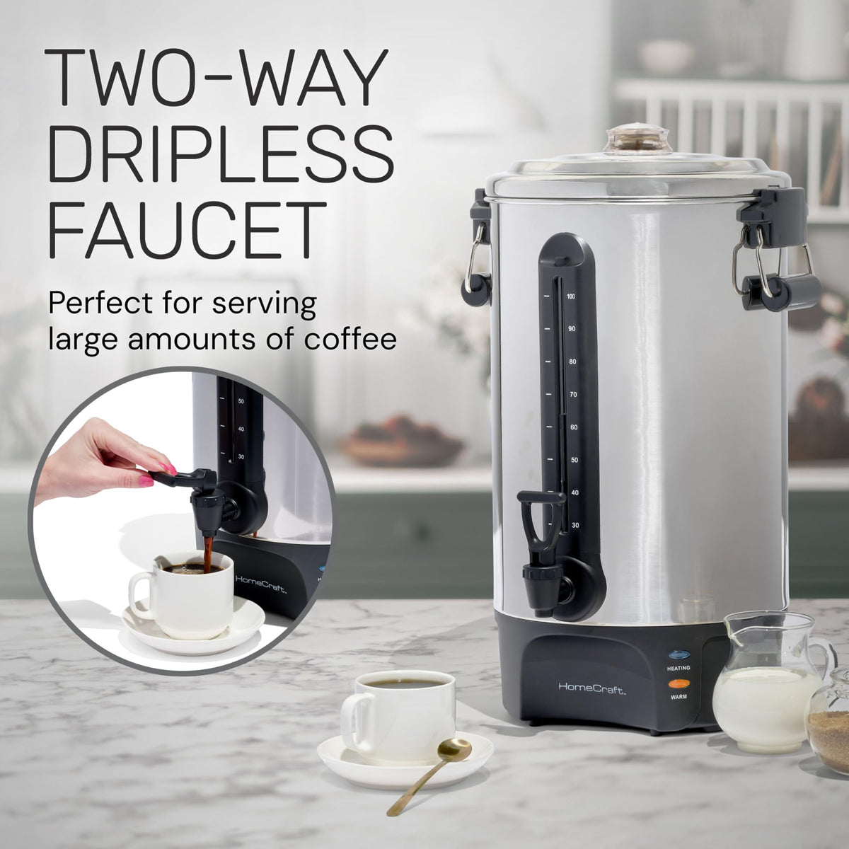 100-Cup Stainless Steel Coffee Urn and Hot Beverage Dispenser J2677