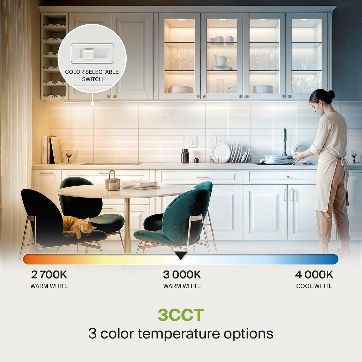 LED Under Cabinet Lighting 24 Inch Dimmable 3CCT White Y59181