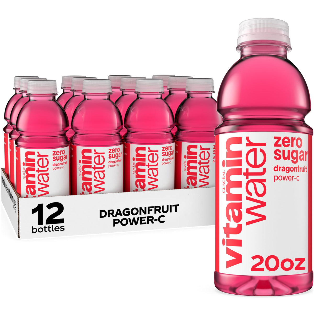 Dragonfruit Flavored Electrolyte Enhanced Bottled Water with Vitamin b5, b6, b12, 20 Fl Oz, 12 Pack Y241790