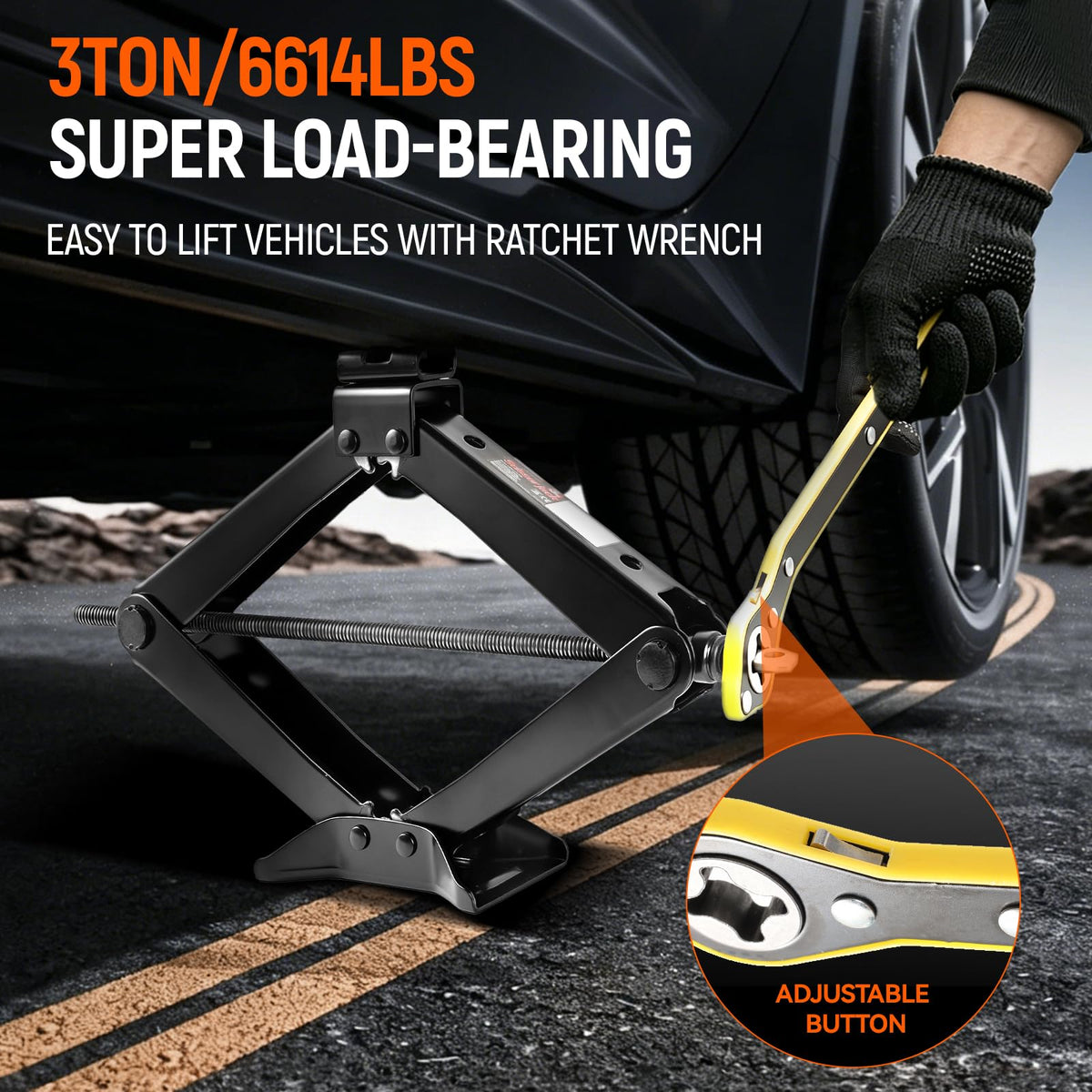 3 Ton Heavy Duty Scissor Jack with Lug Wrench S9851
