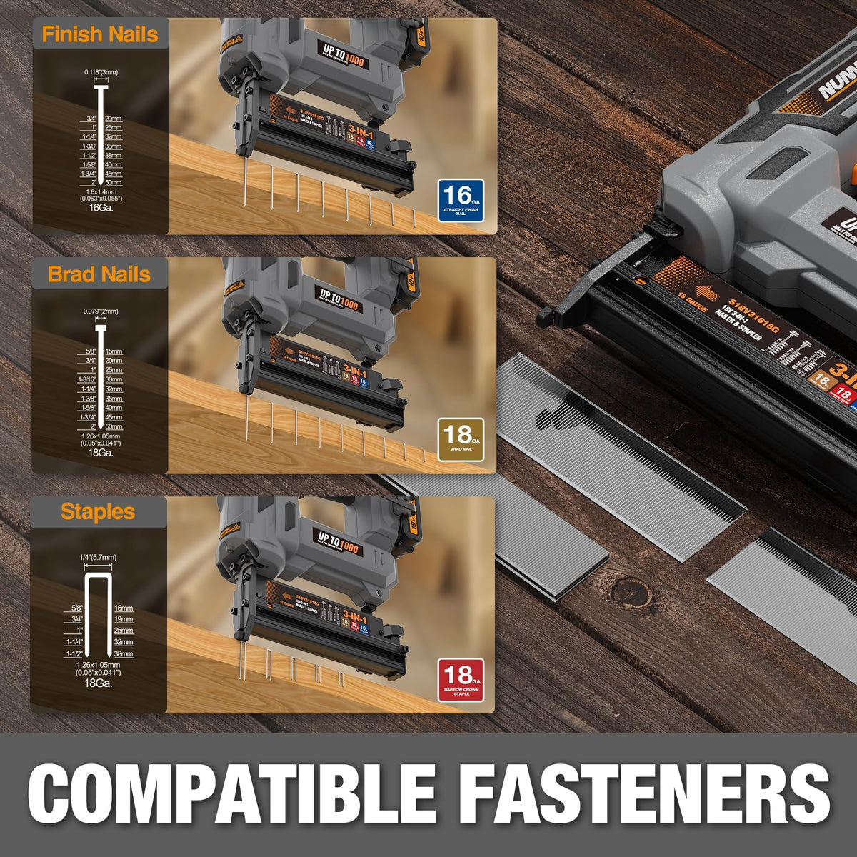18V Cordless 3-in-1 Nail Gun Kit N1890