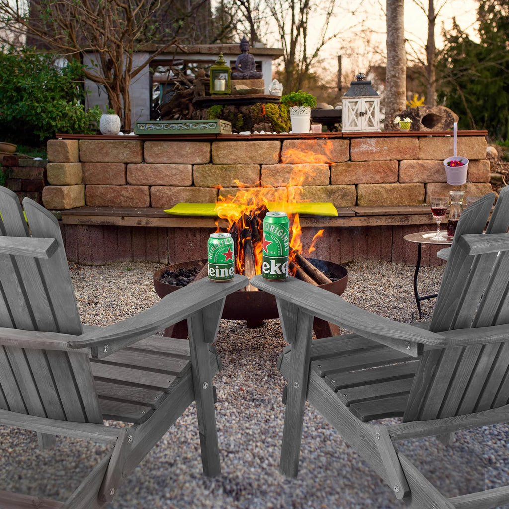 Wooden Folding Adirondack Chair Set of 2 Solid Cedar E772806