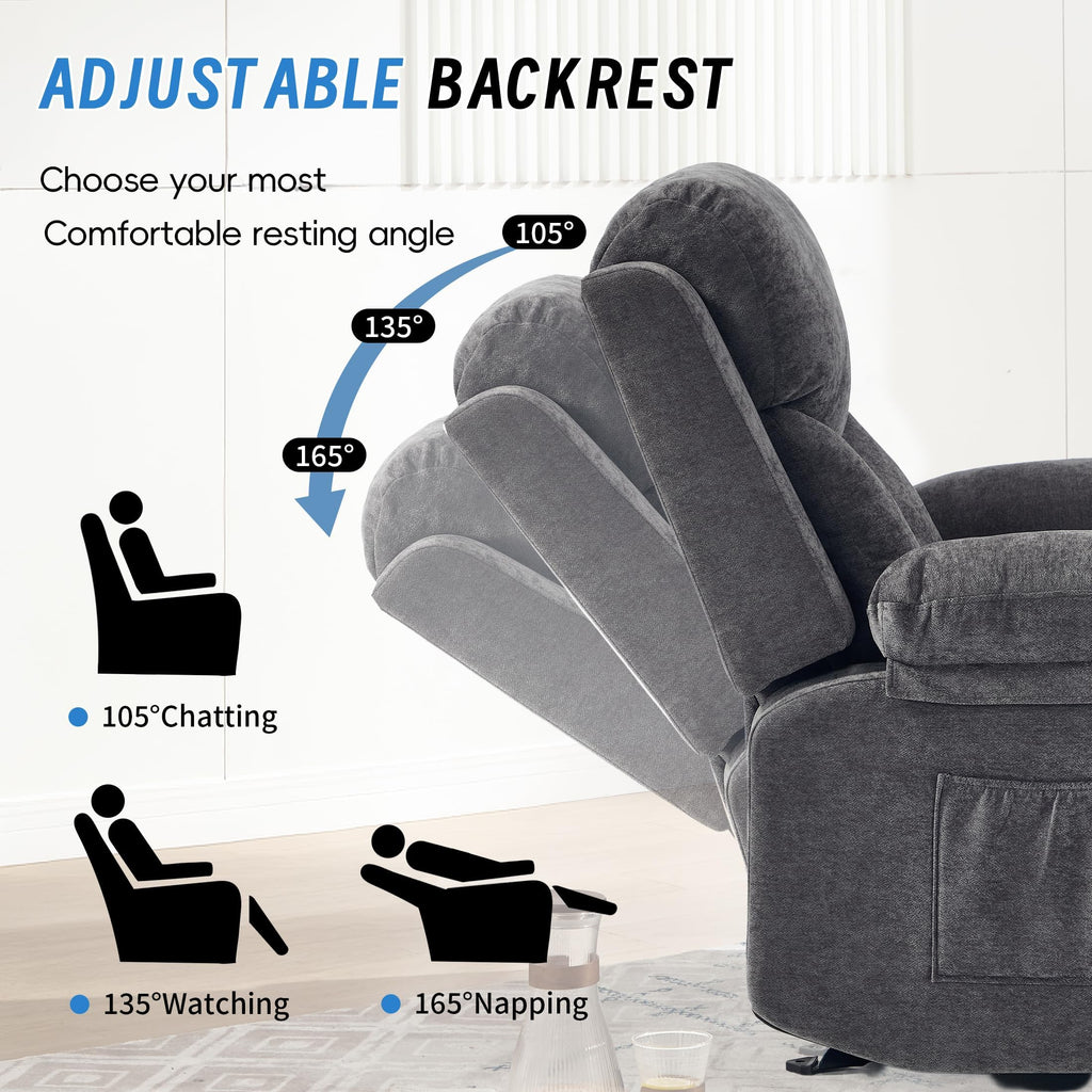 Manual Rocker Recliner Chair with Massage, Dark Grey W922483