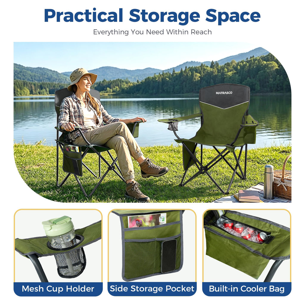 Green 2 Pack Folding Camping Chairs Z593938