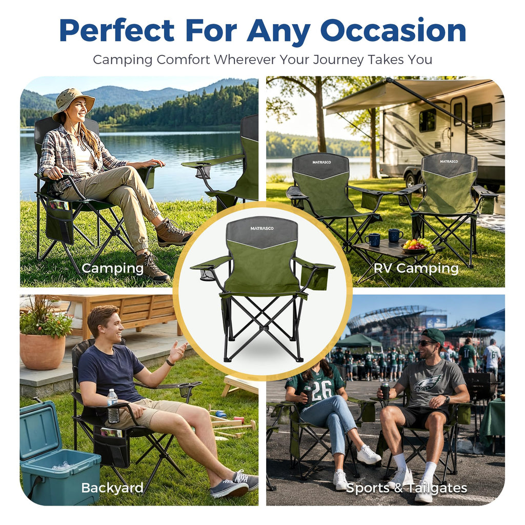 Green 2 Pack Folding Camping Chairs Z593938