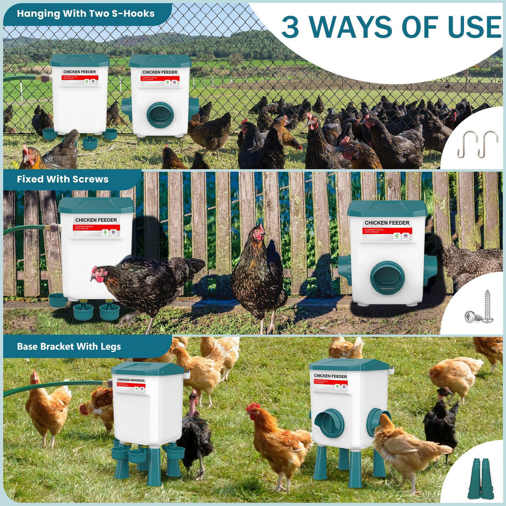 Automatic Chicken Waterer & No Waste Feeder Kits, 3 Gallon T8458